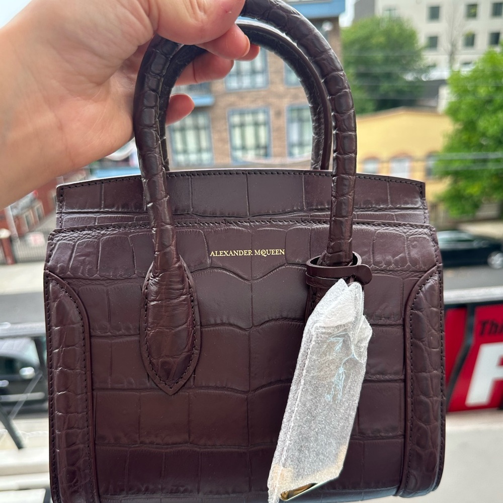 Alexander McQueen Mini Heroine 21 Snake-Embossed Leather Satchel